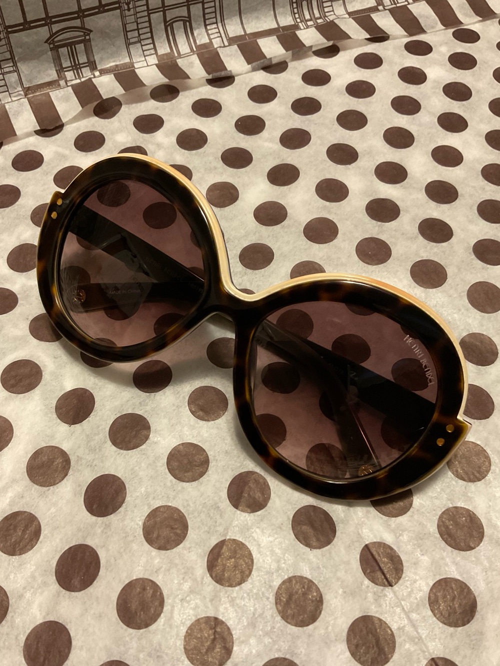 Henri Bendel Edie Sunglasses HB5195 Round Mod Tortoise with Case & Bag - Picture 6 of 16